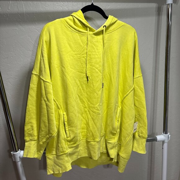 NWT Free People Margarita Hoodie Chartreuse Oversized Pullover – Women’s M - Picture 3 of 13